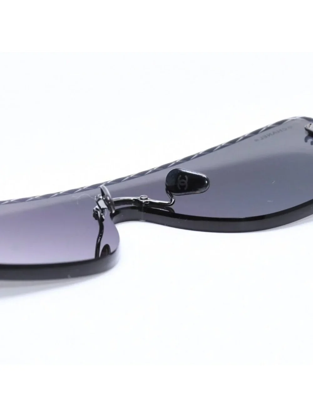 Chanel Shield Shape Sunglasses CC Logo Acetate Black Eyewear